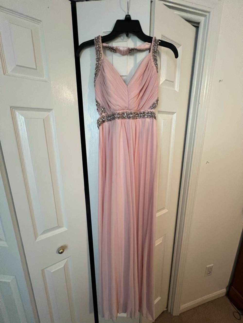 Sequin Hearts Blush Pink Beaded Maxi Dress